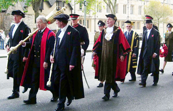 Lord Mayor followed by Chancellors of both universities