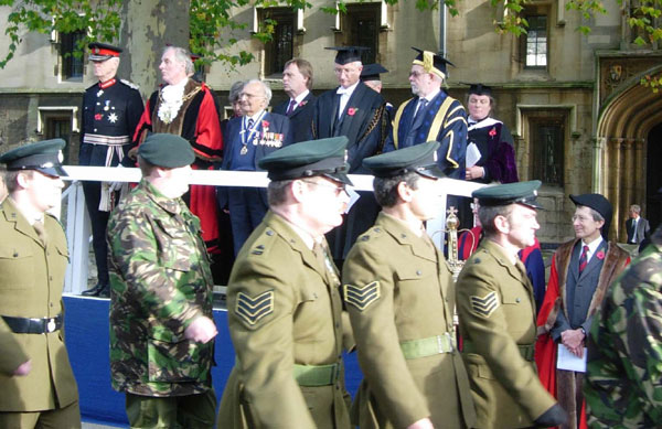 Army marching past podium