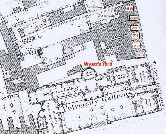 Plan of houses occupying site of extension to Taylorian