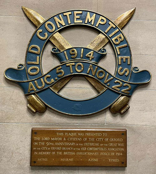 The Old Contemptibles plaque in the Town Hall