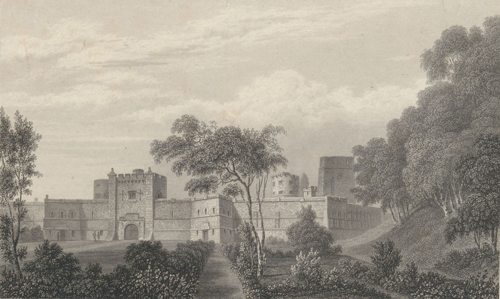 Engraving of Oxford Castle made in 1835