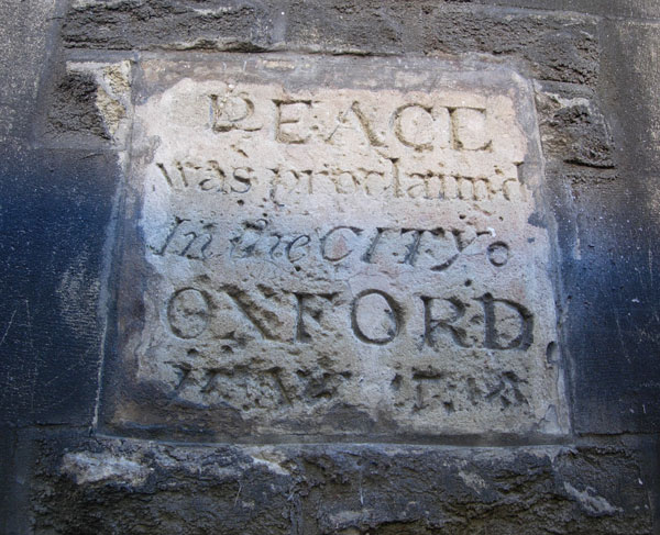 Peace stone of 1814 in Carfax Tower